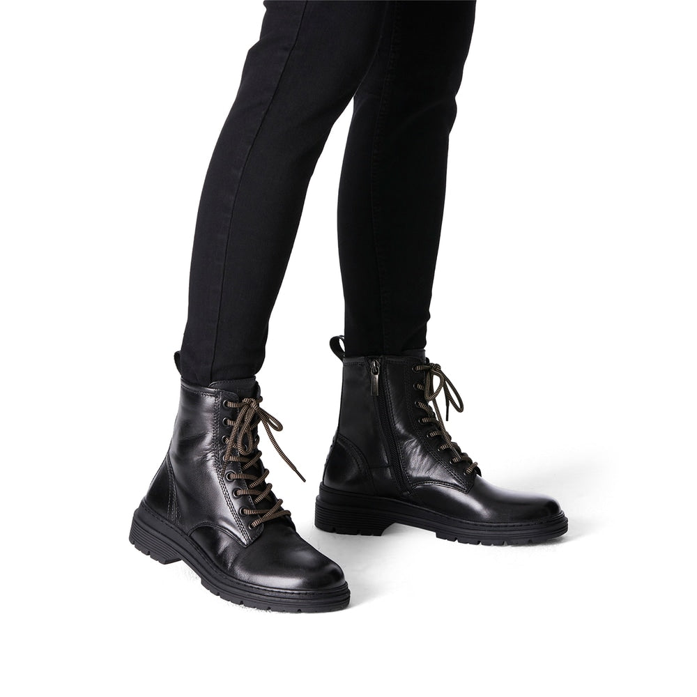 TAMARIS stivaletti stringati in pelle - Nero