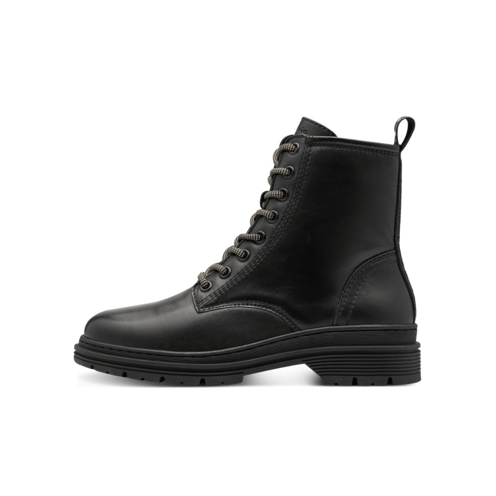 TAMARIS stivaletti stringati in pelle - Nero